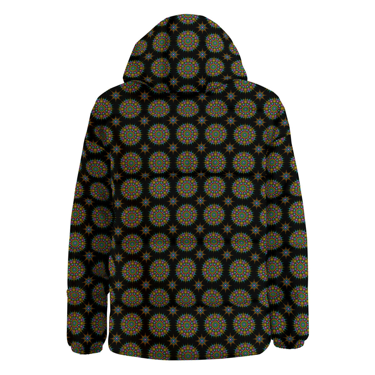 Bohemian Colorful Mandala Print Pattern Down Jacket-grizzshop