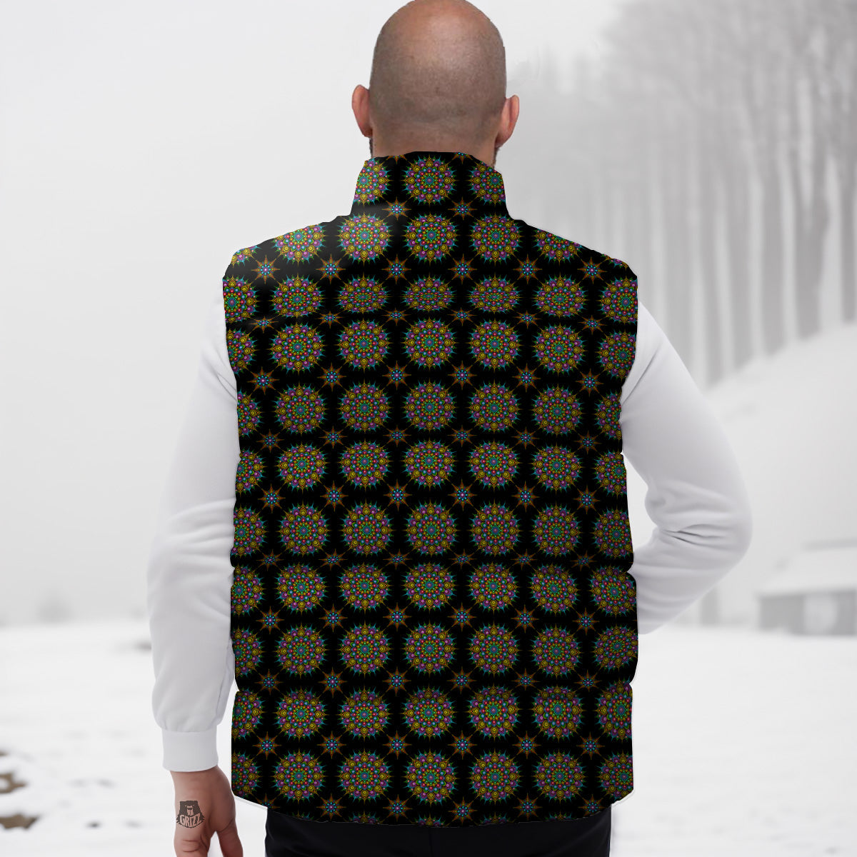 Bohemian Colorful Mandala Print Pattern Down Vest