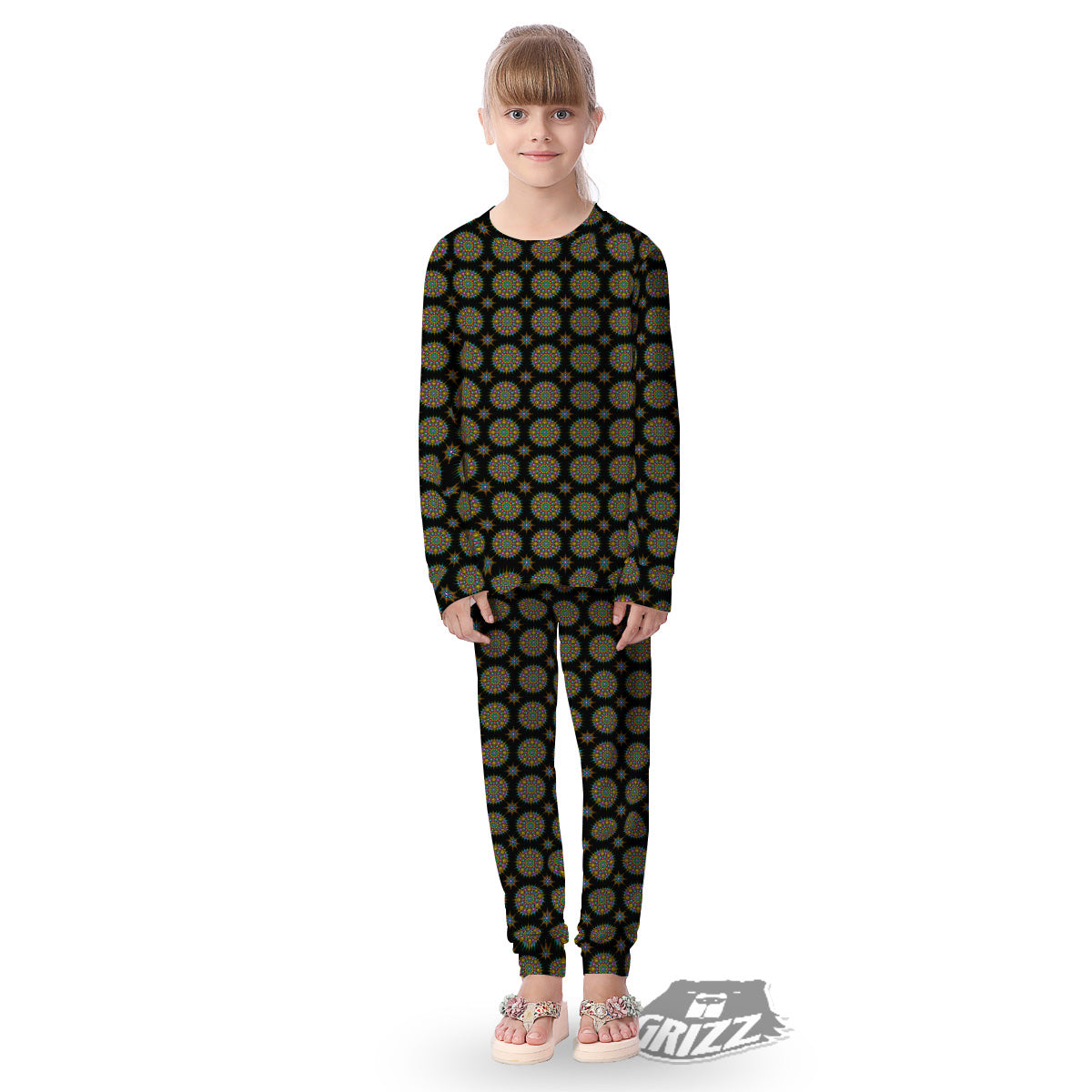 Bohemian Colorful Mandala Print Pattern Kid's Pajamas-grizzshop