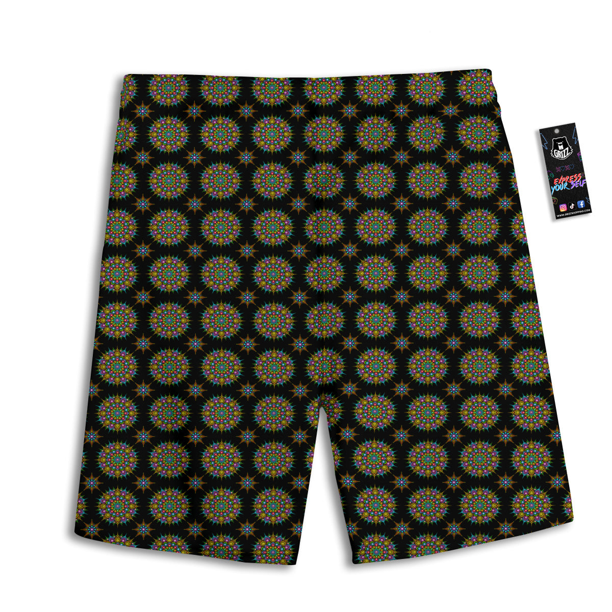 Bohemian Colorful Mandala Print Pattern Men's Athletic Shorts