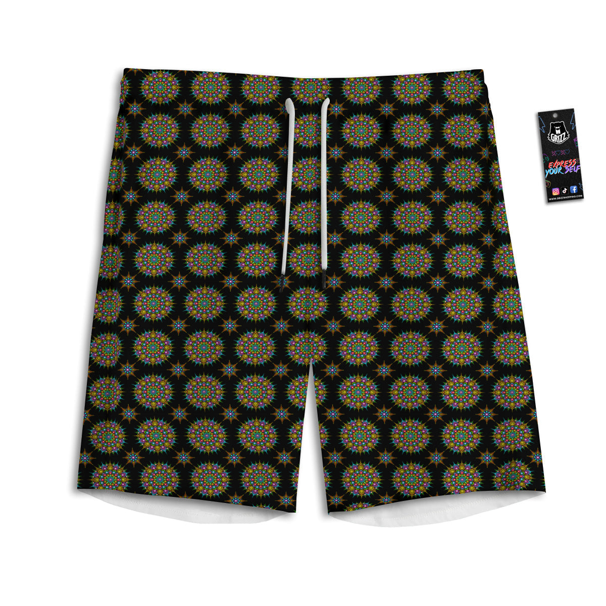 Bohemian Colorful Mandala Print Pattern Men's Athletic Shorts