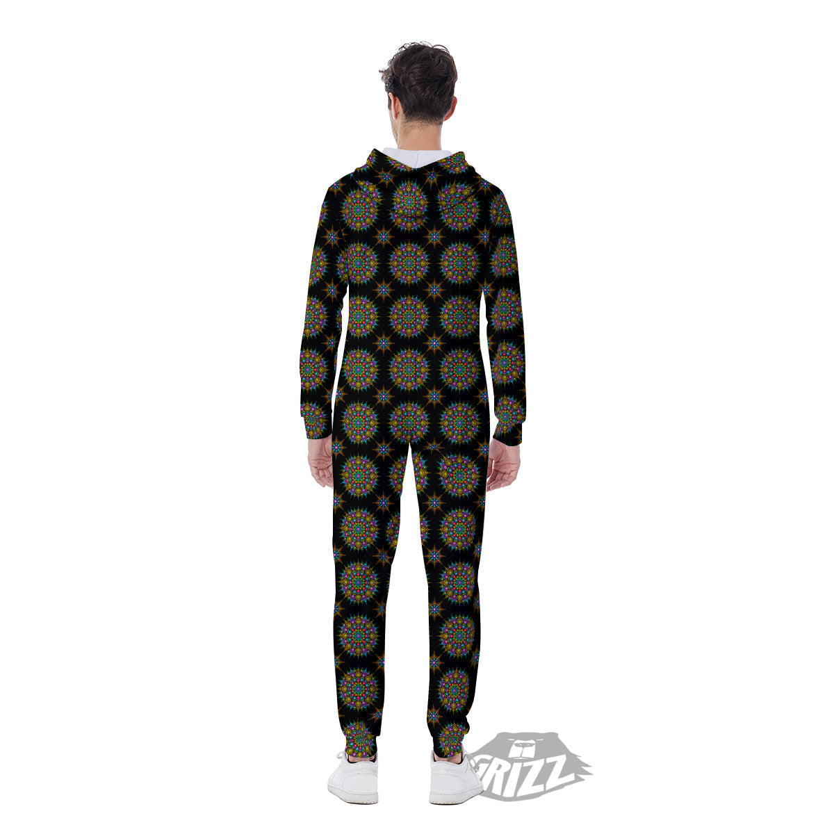 Bohemian Colorful Mandala Print Pattern Men's Jumpsuit-grizzshop