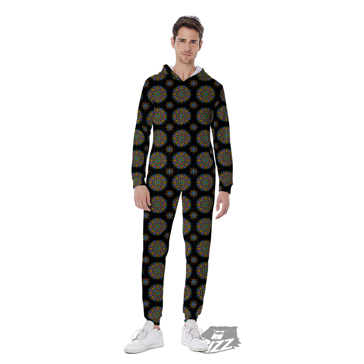 Bohemian Colorful Mandala Print Pattern Men's Jumpsuit-grizzshop
