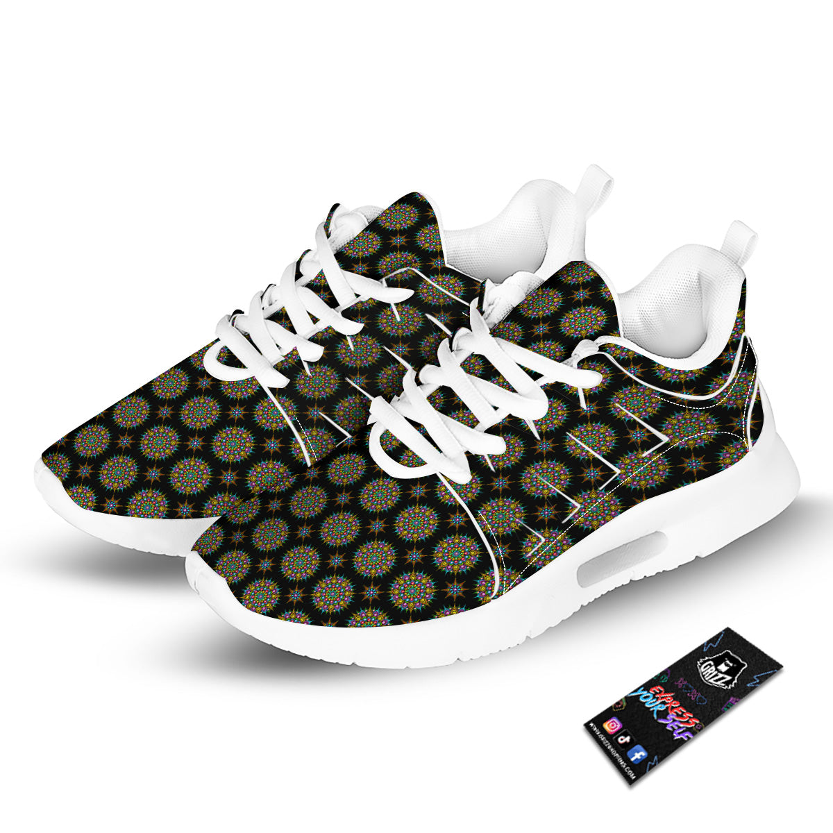Bohemian Colorful Mandala Print Pattern Tennis Shoes-grizzshop