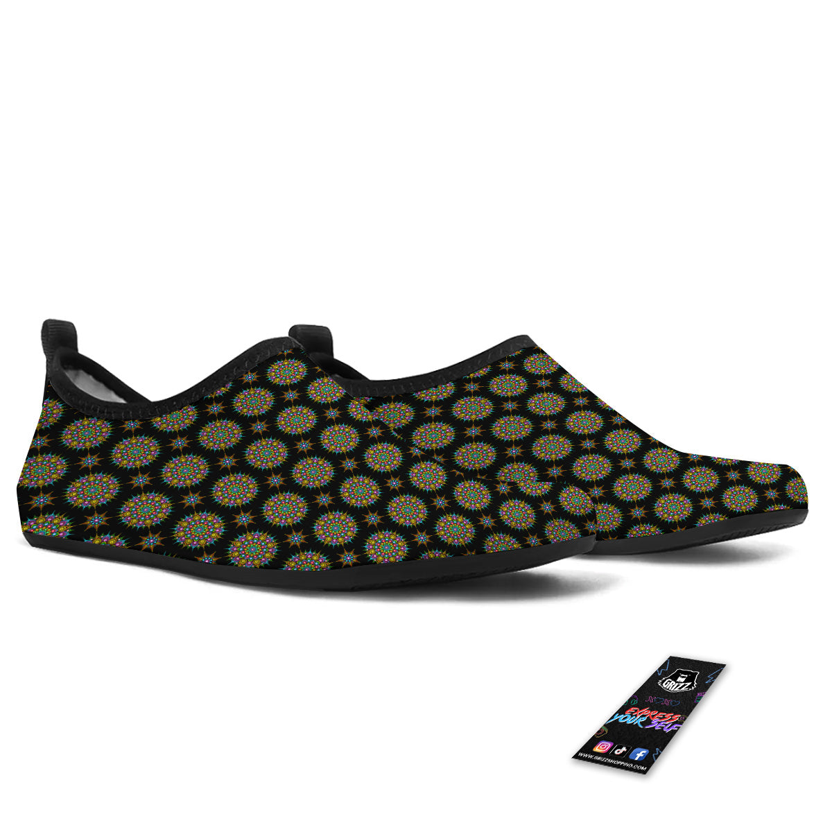 Bohemian Colorful Mandala Print Pattern Water Shoes-grizzshop