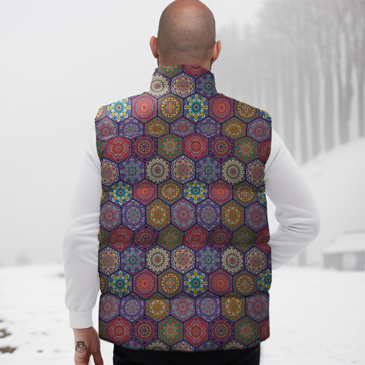 Bohemian Ethnic Mandala Print Pattern Down Vest