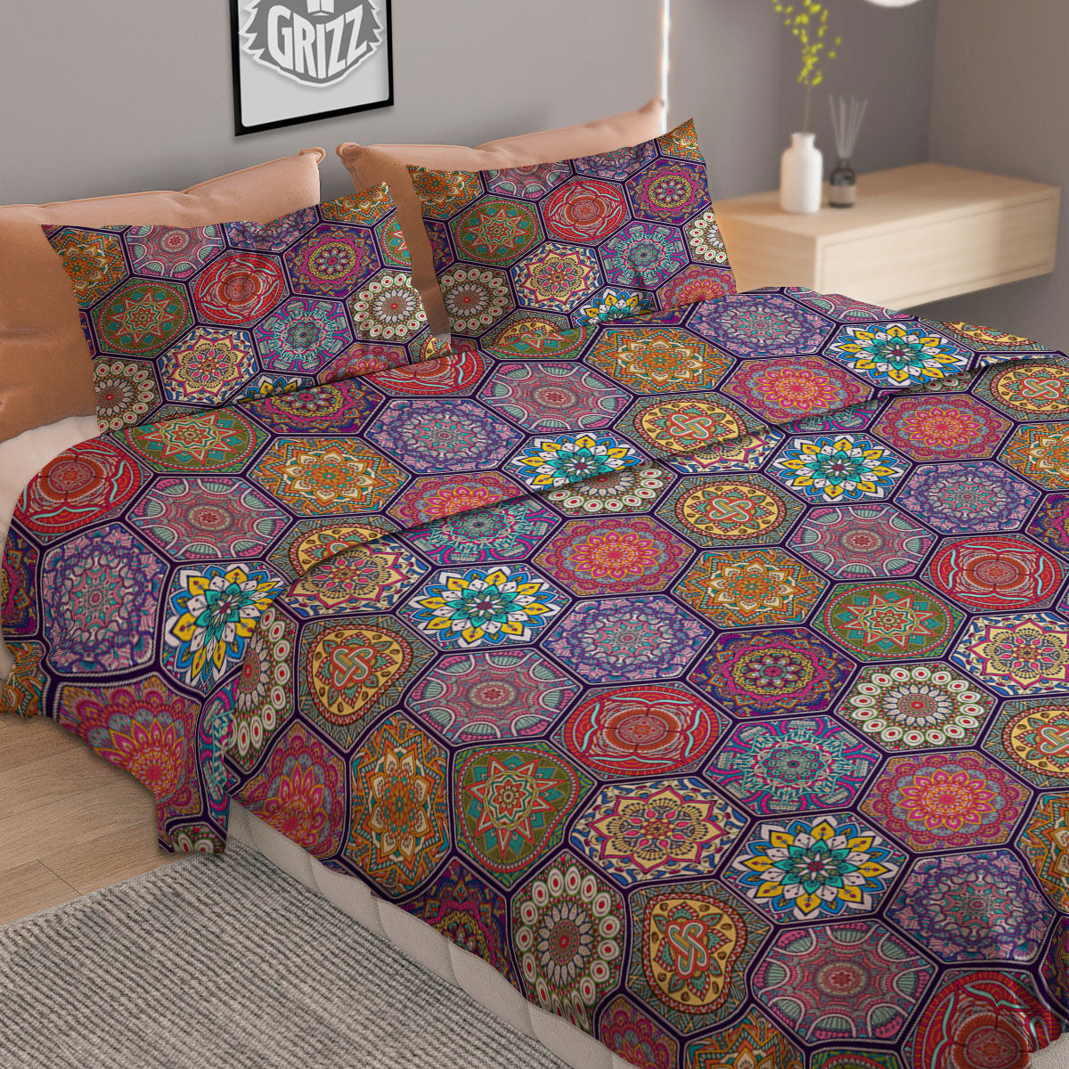 Bohemian Ethnic Mandala Print Pattern Duvet Cover Bedding Set