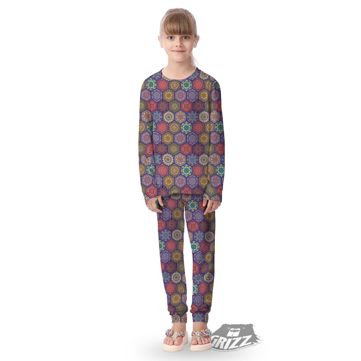 Bohemian Ethnic Mandala Print Pattern Kid's Pajamas-grizzshop