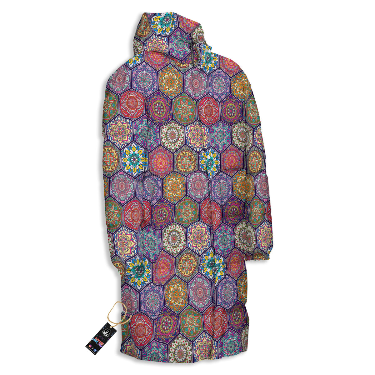 Bohemian Ethnic Mandala Print Pattern Long Down Jacket-grizzshop