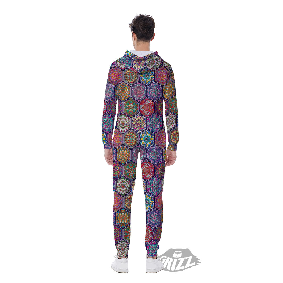 Bohemian Ethnic Mandala Print Pattern Men's Jumpsuit-grizzshop