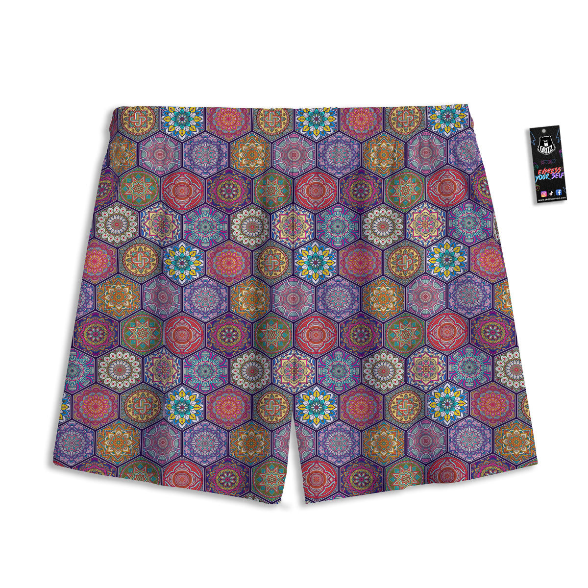 Bohemian Ethnic Mandala Print Pattern Mesh Shorts
