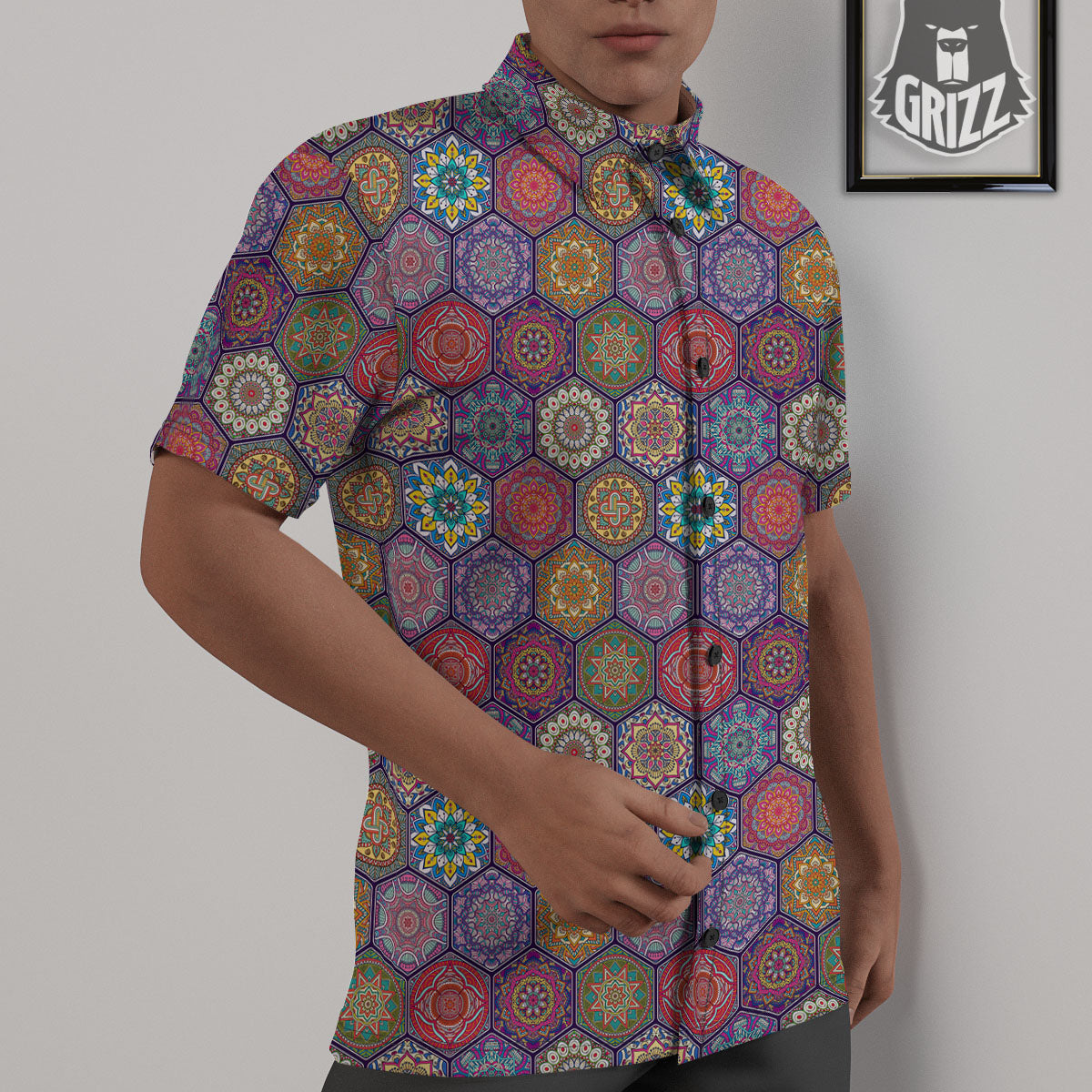 Bohemian Ethnic Mandala Print Pattern Untucked Shirts-grizzshop