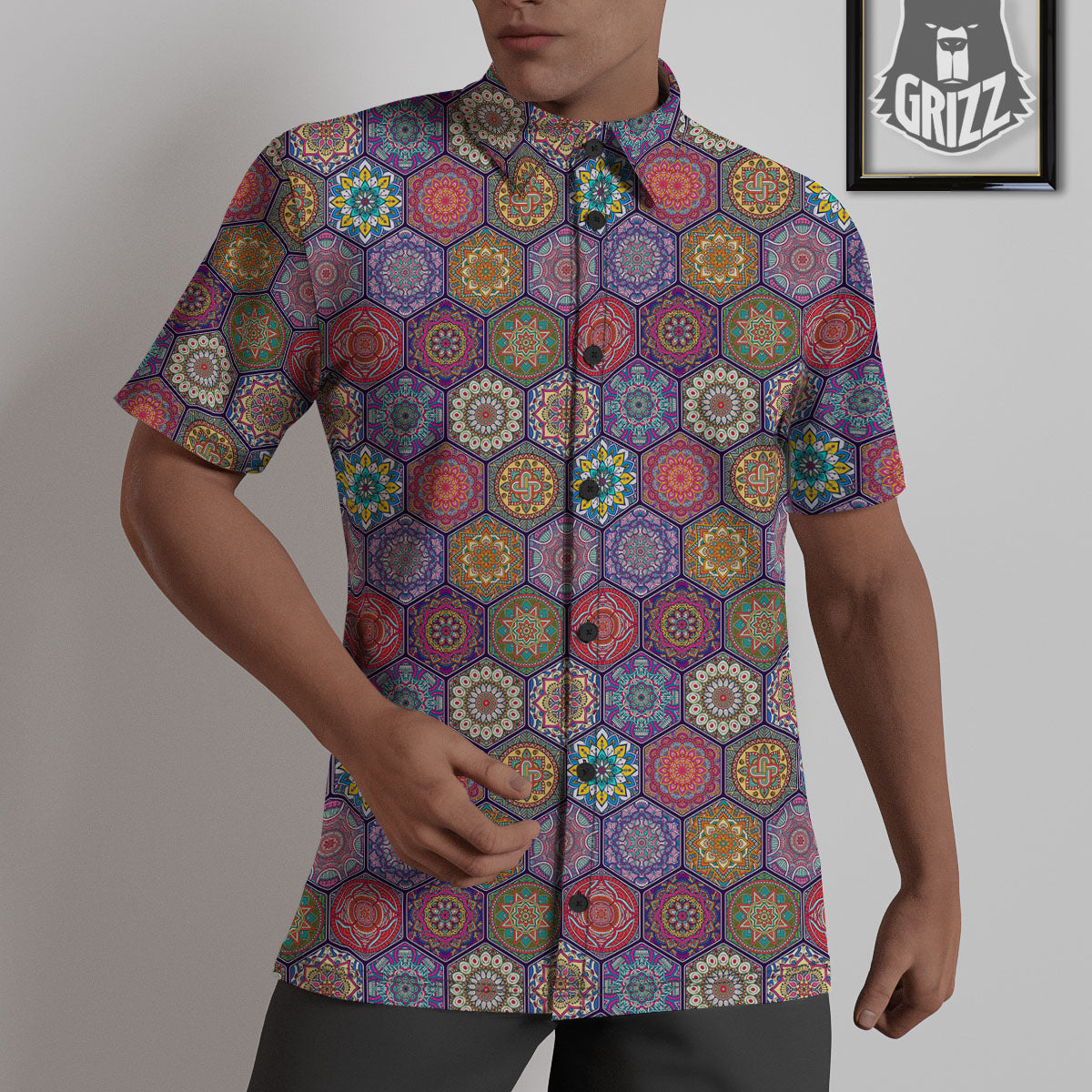 Bohemian Ethnic Mandala Print Pattern Untucked Shirts-grizzshop