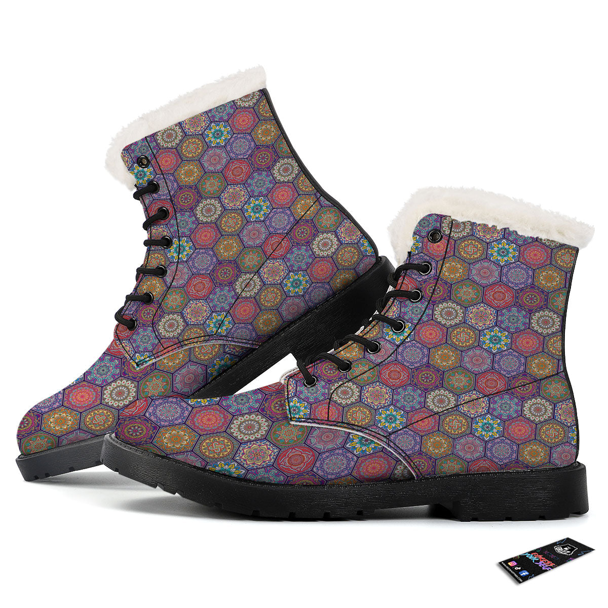 Bohemian Ethnic Mandala Print Pattern Winter Boots-grizzshop