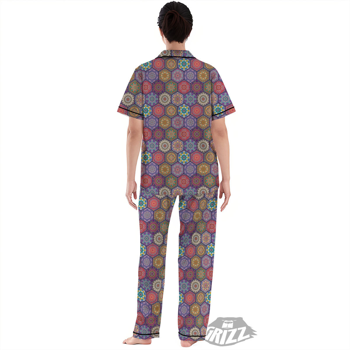 Bohemian Ethnic Mandala Print Pattern Women's Pajamas Set-grizzshop