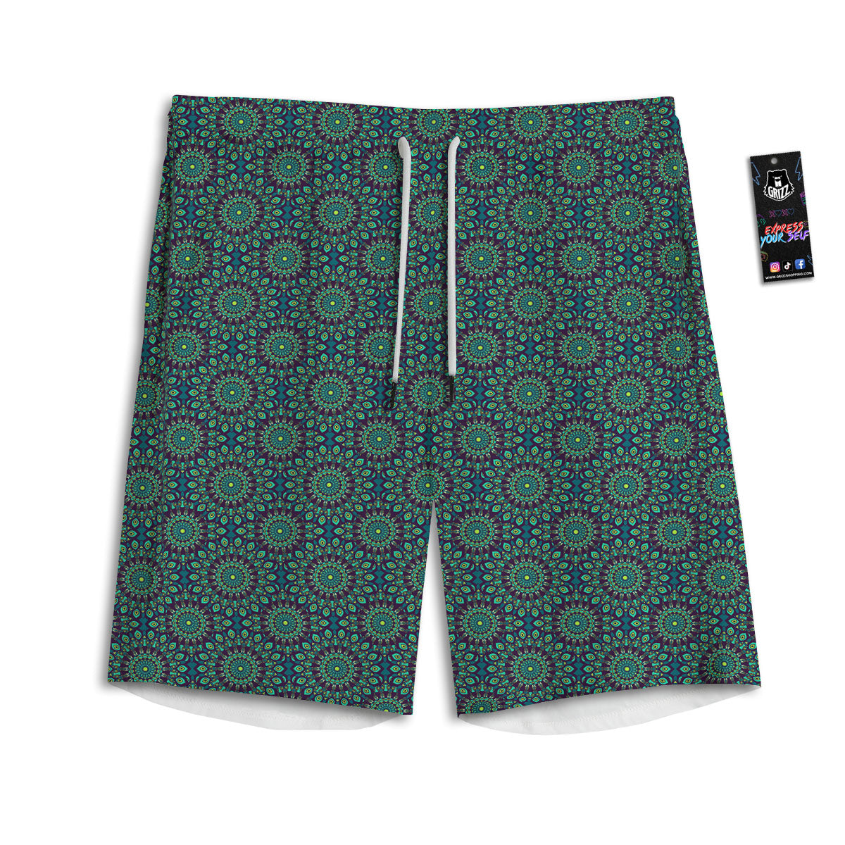 Bohemian Mandala Floral Print Pattern Men's Athletic Shorts