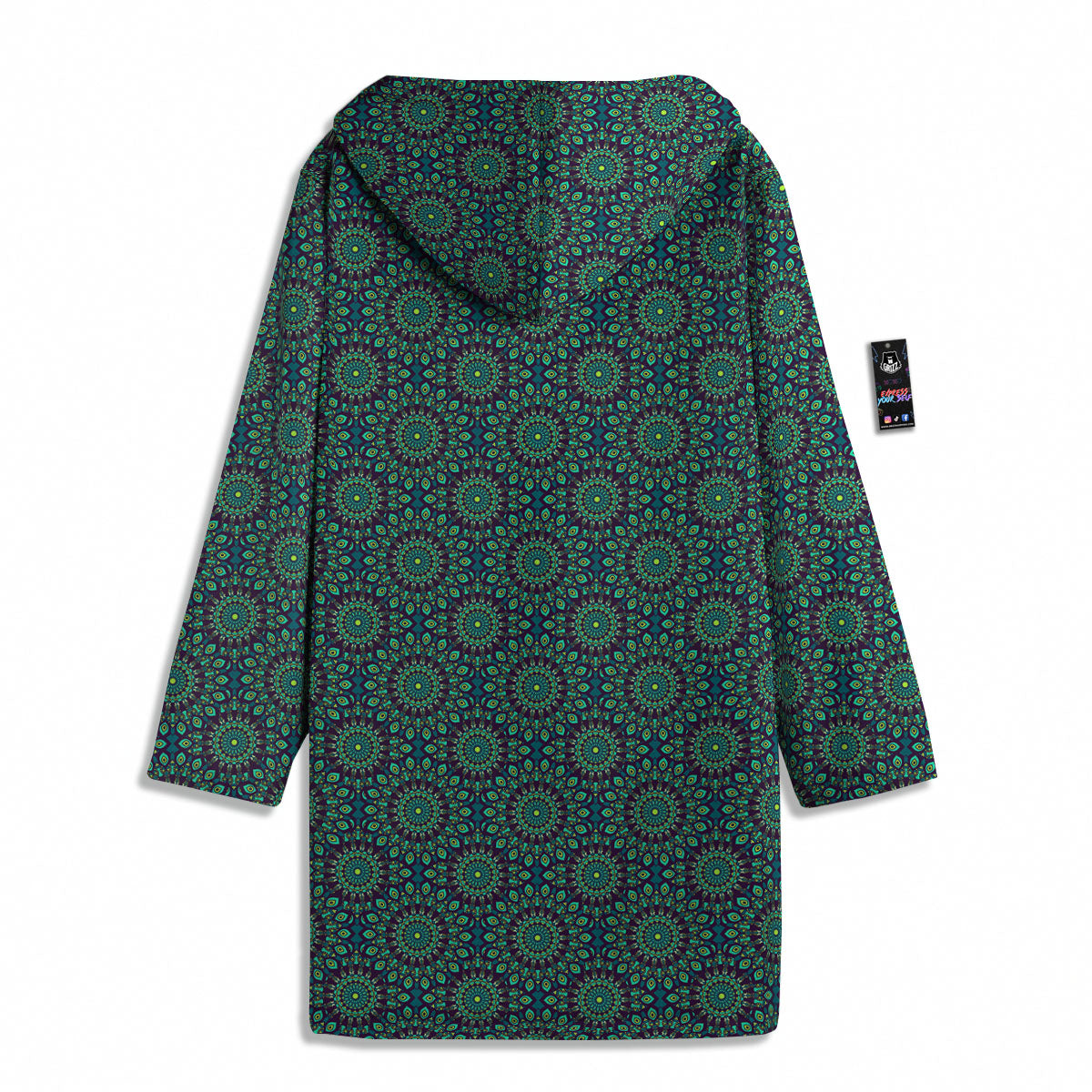 Bohemian Ethnic Teal Print Pattern Men's Windbreaker Jacket-grizzshop