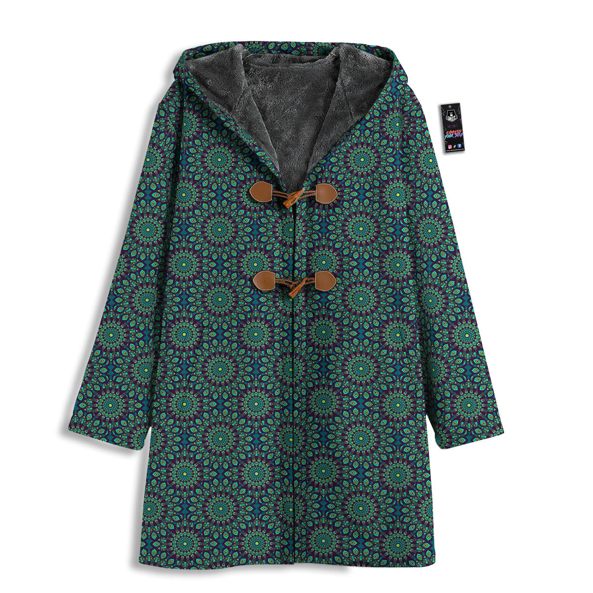 Bohemian Ethnic Teal Print Pattern Men's Windbreaker Jacket-grizzshop