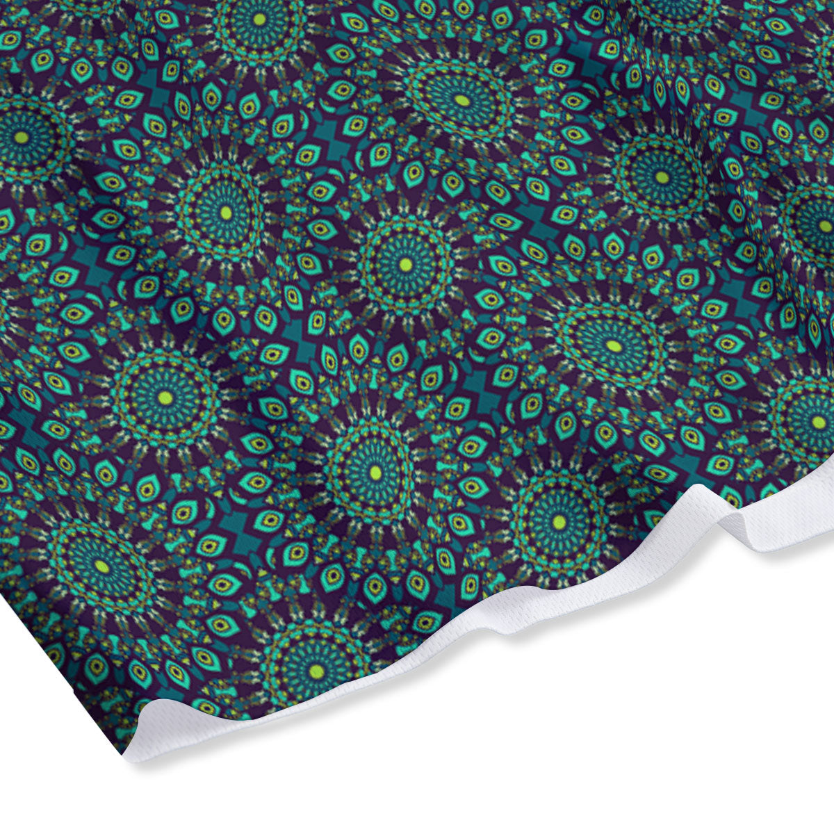 Bohemian Ethnic Teal Print Pattern Mesh Shorts