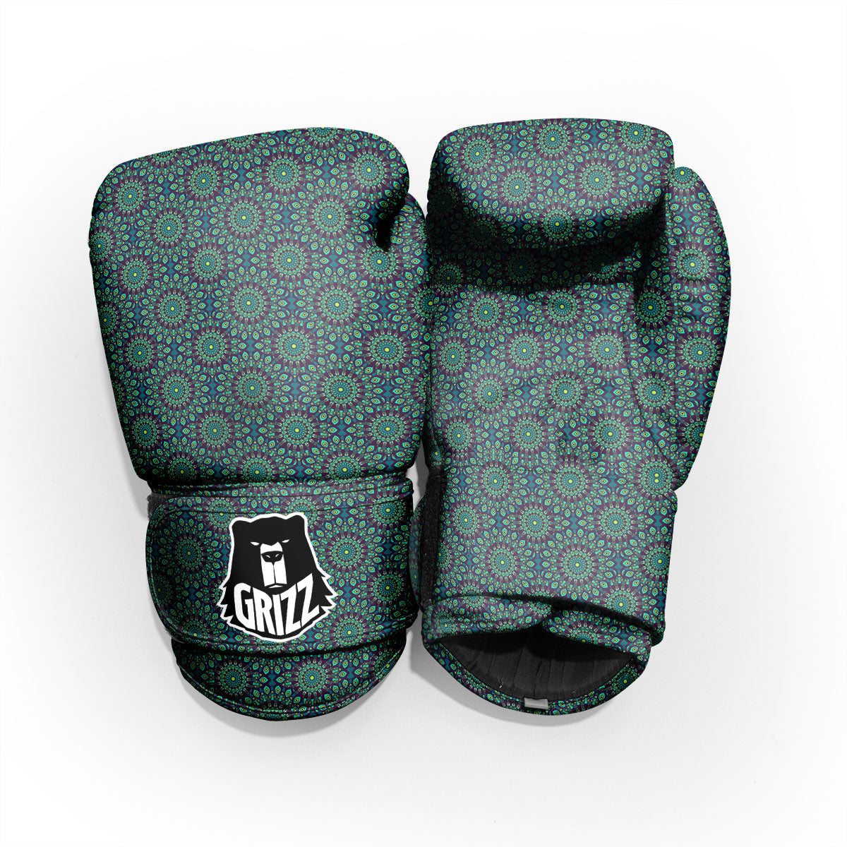 Bohemian Ethnic Teal Print Pattern Pro Boxing Glove