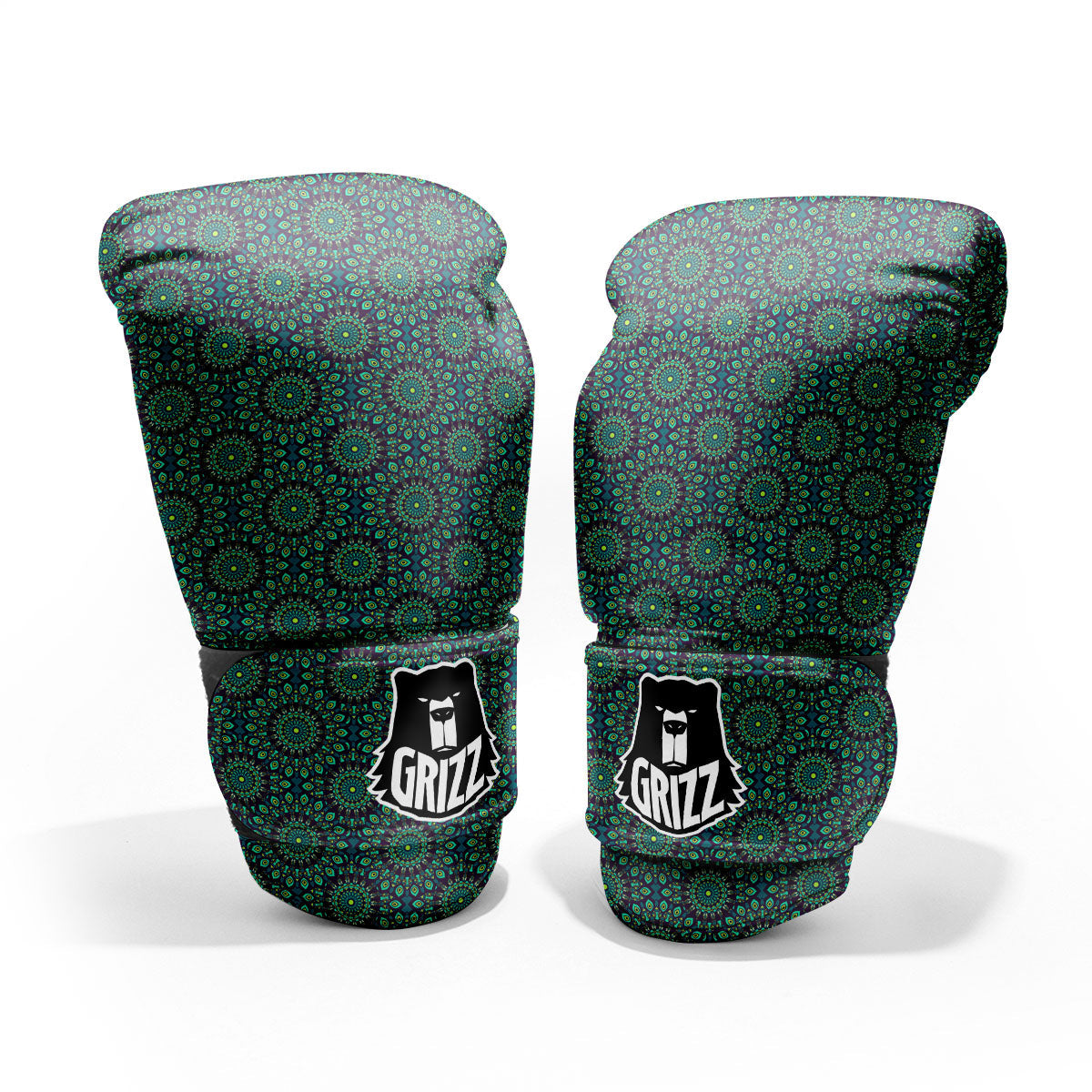 Bohemian Ethnic Teal Print Pattern Pro Boxing Glove