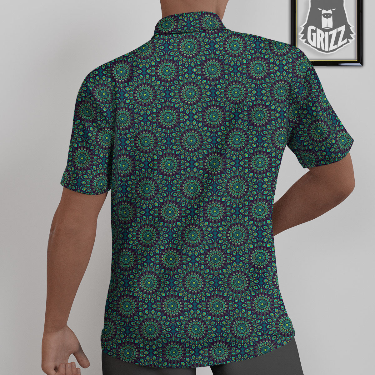Bohemian Ethnic Teal Print Pattern Untucked Shirts-grizzshop