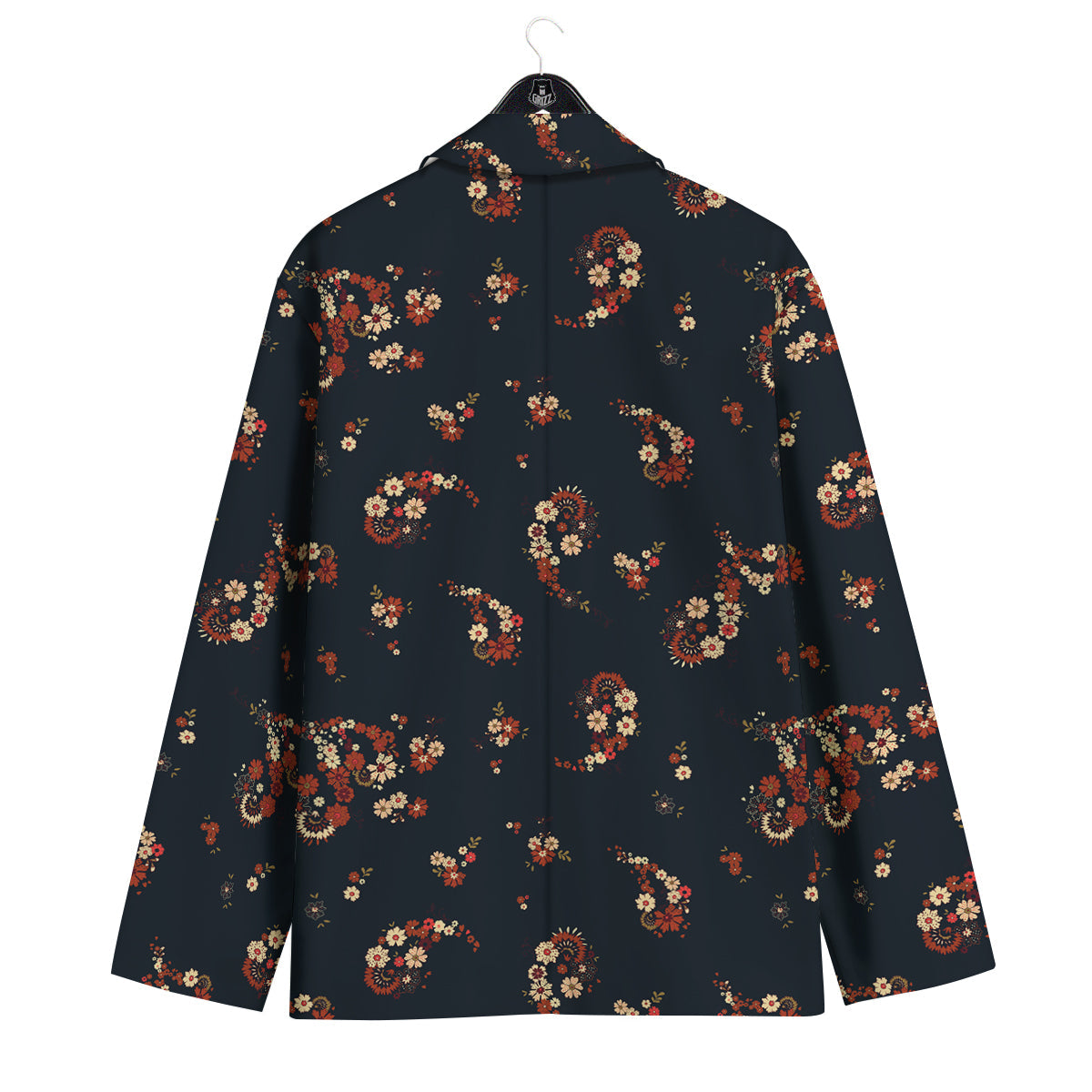 Bohemian Floral Blue Orange Vintage Print Pattern Men's Sport Coat-grizzshop