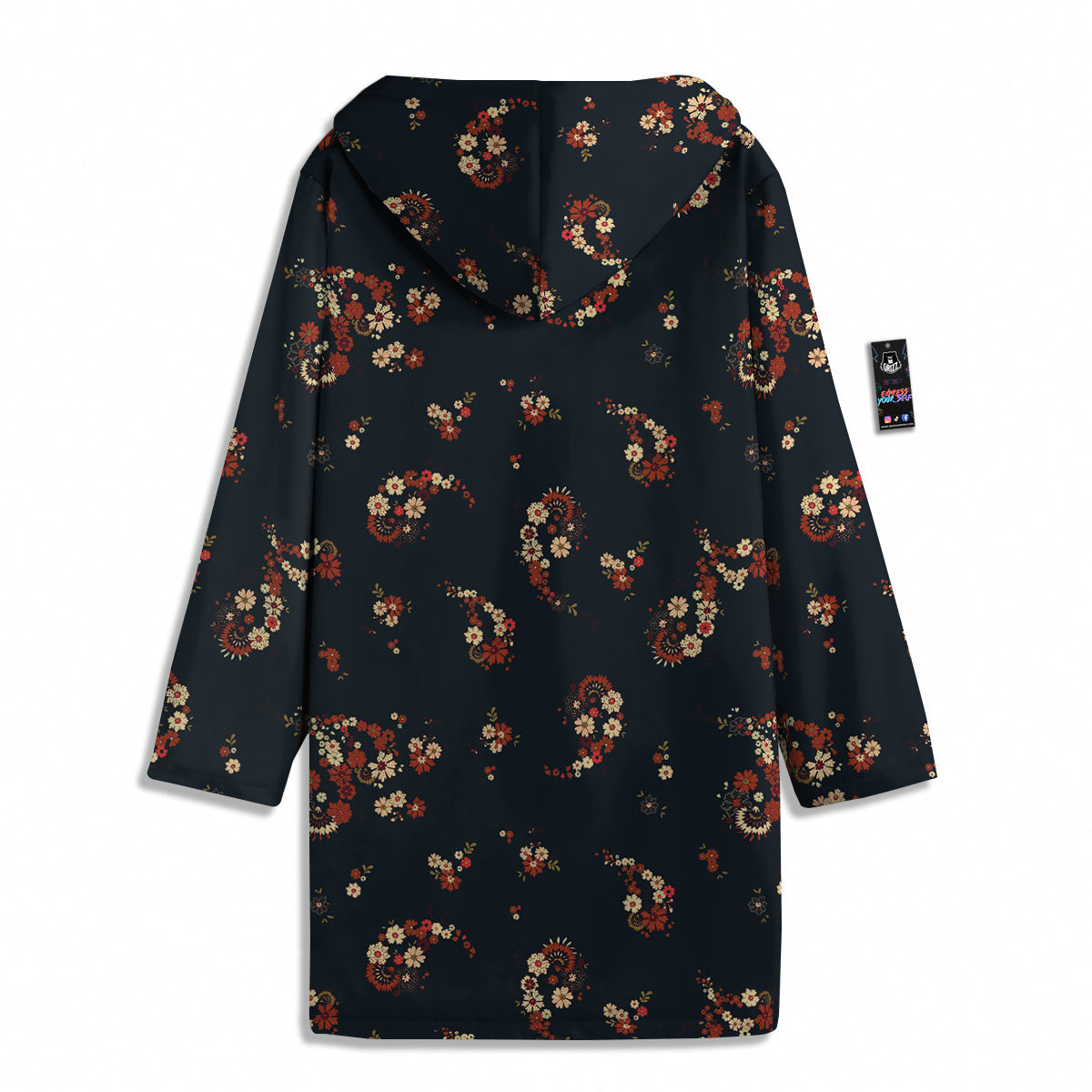 Bohemian Floral Blue Orange Vintage Print Pattern Men's Windbreaker Jacket-grizzshop
