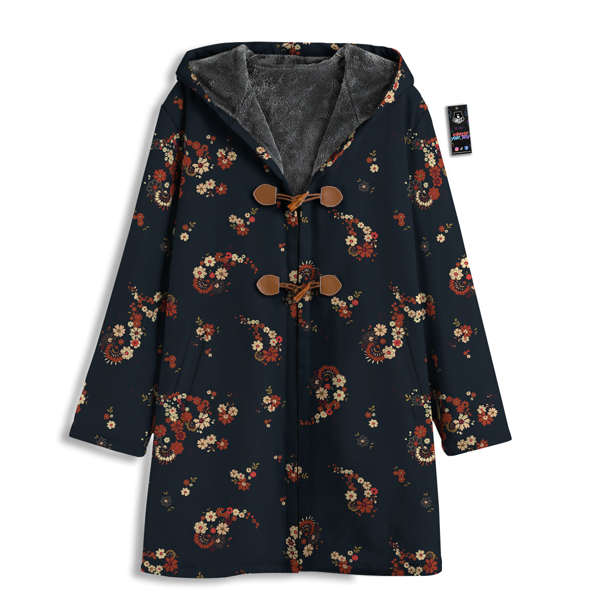 Bohemian Floral Blue Orange Vintage Print Pattern Men's Windbreaker Jacket-grizzshop
