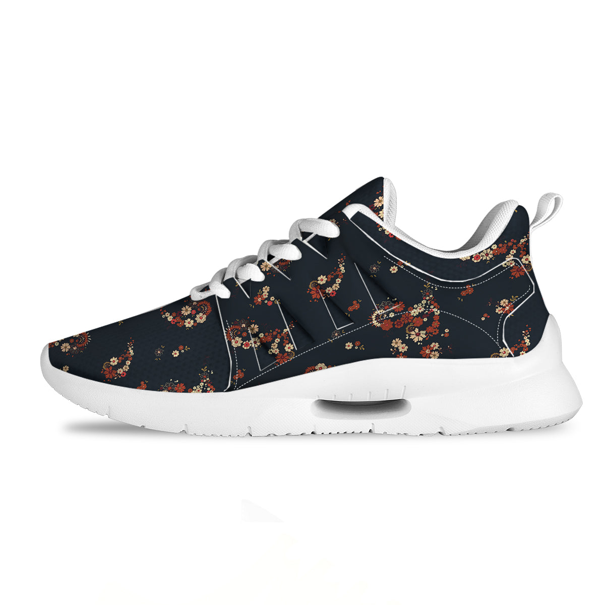 Bohemian Floral Blue Orange Vintage Print Pattern Tennis Shoes-grizzshop
