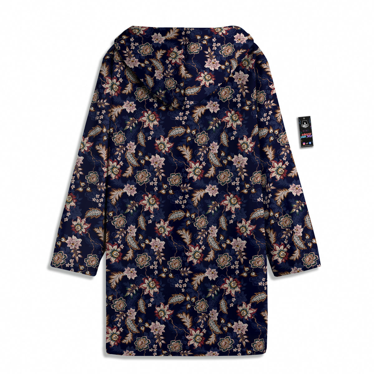 Bohemian Floral Blue Vintage Print Men's Windbreaker Jacket-grizzshop