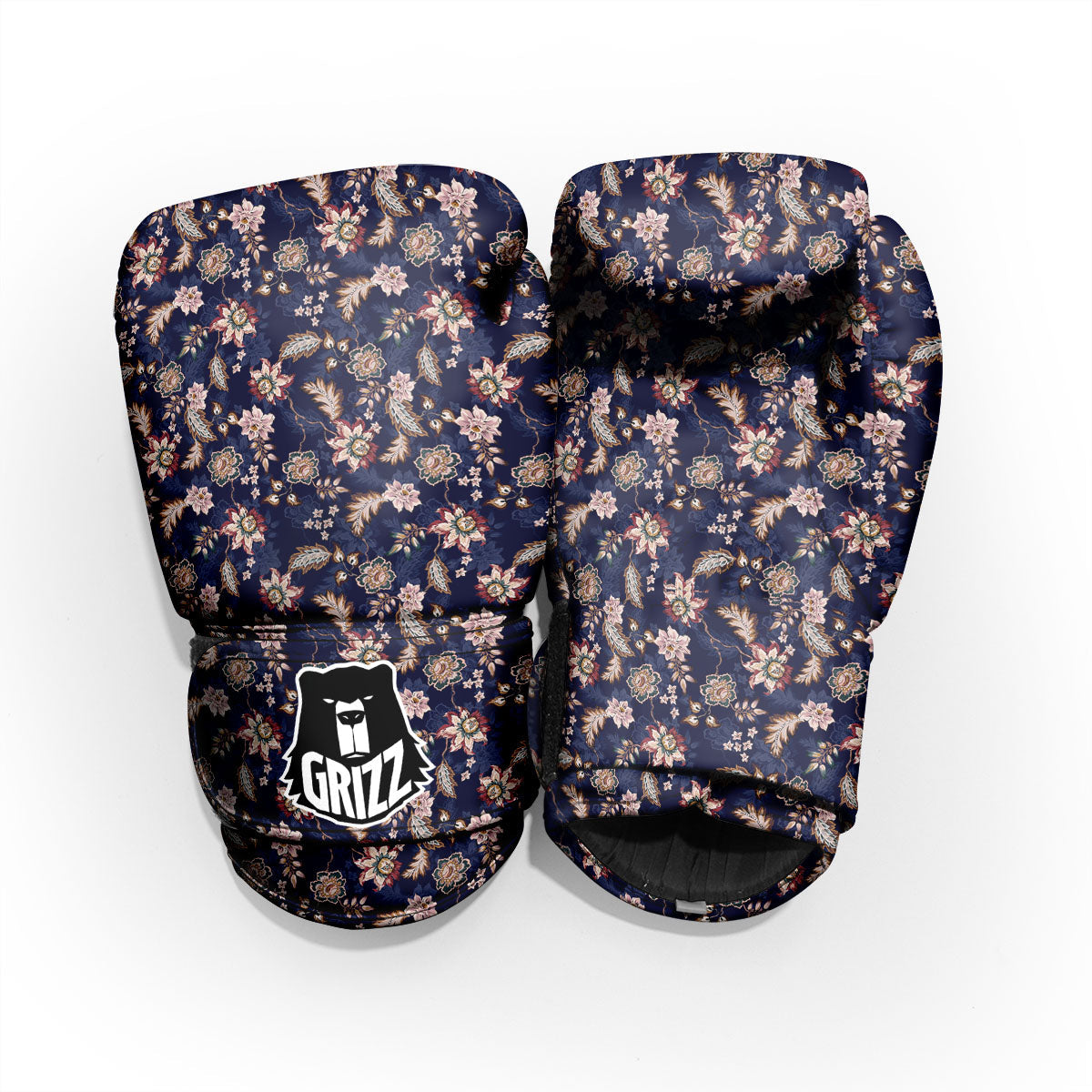 Bohemian Floral Blue Vintage Print Pro Boxing Glove