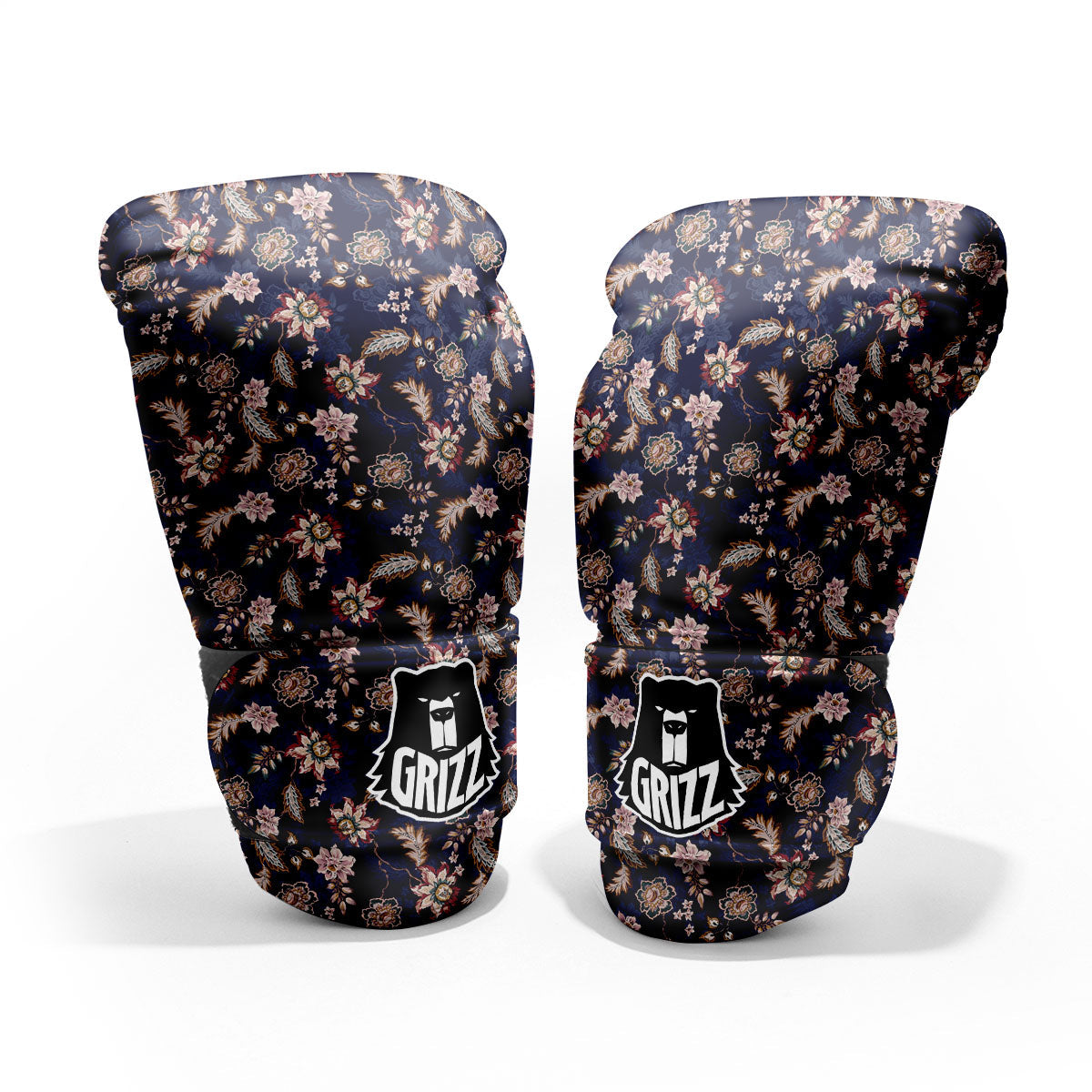 Bohemian Floral Blue Vintage Print Pro Boxing Glove