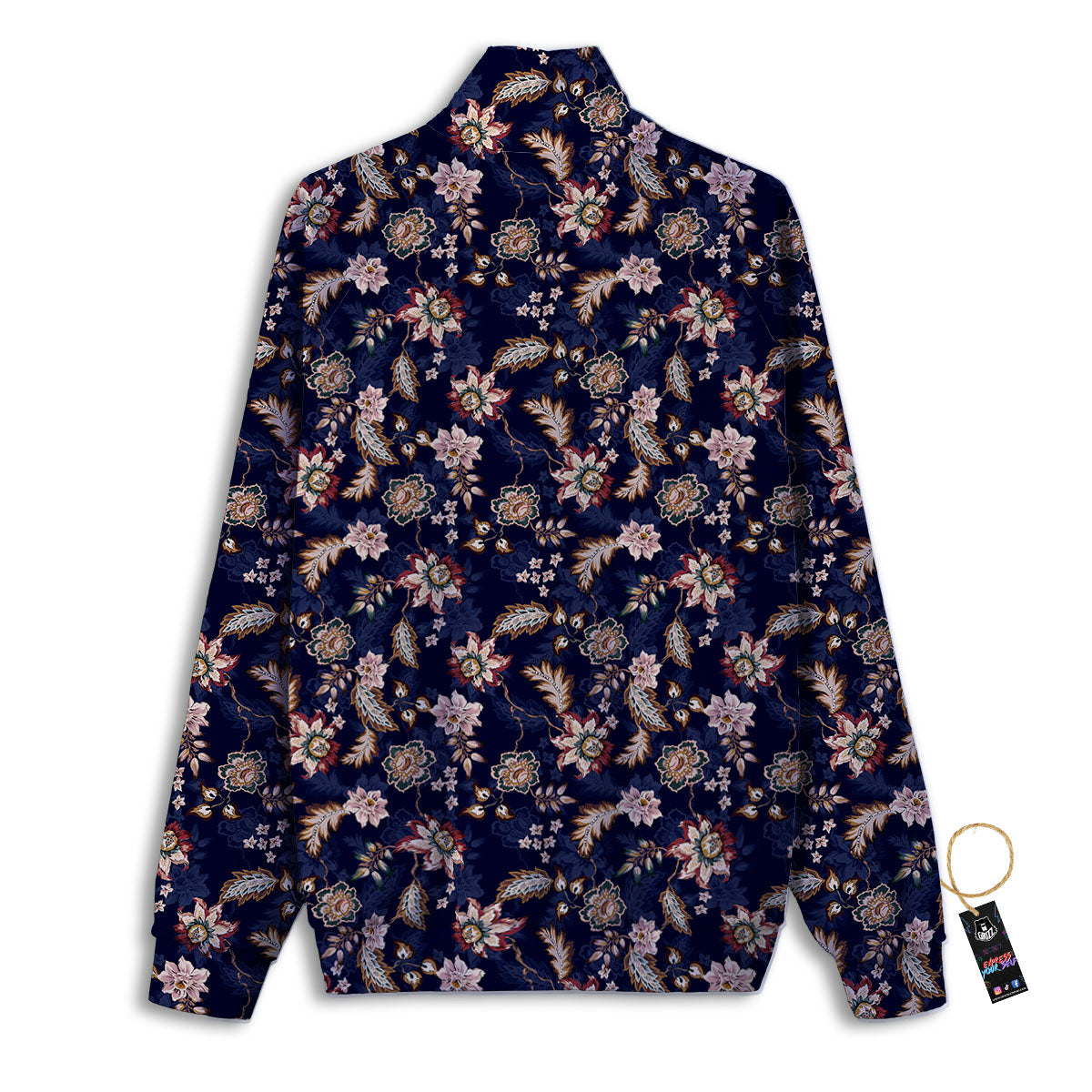 Bohemian Floral Blue Vintage Print Track Jacket-grizzshop