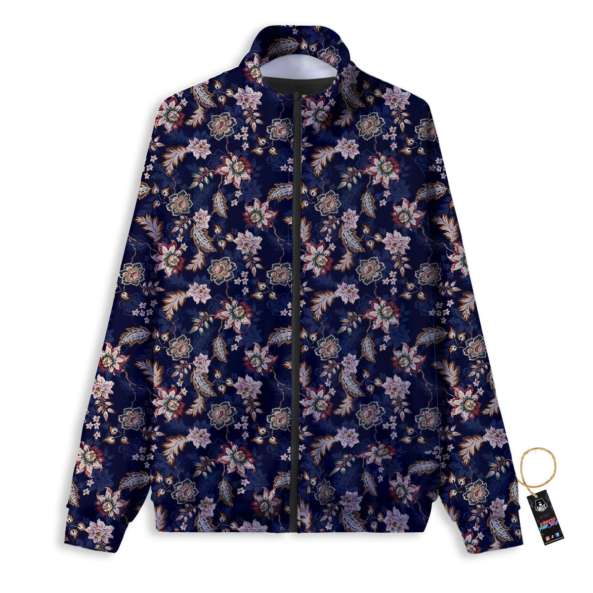 Bohemian Floral Blue Vintage Print Track Jacket-grizzshop