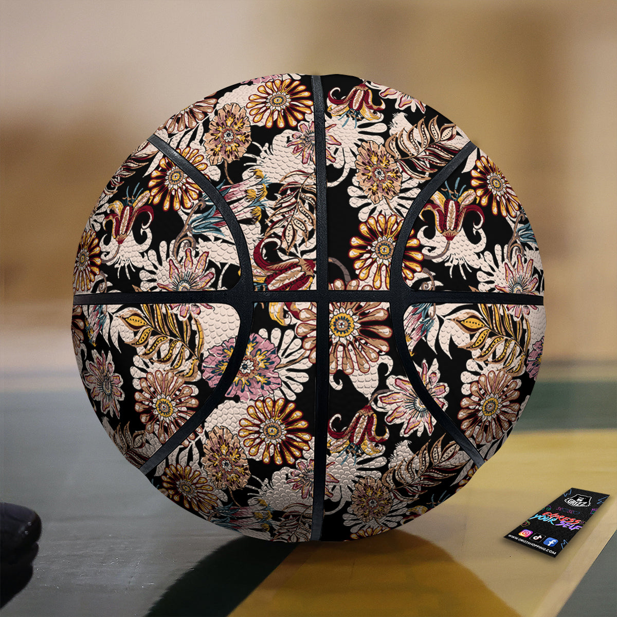 Bohemian Floral Brown Vintage Print Pattern Basketball