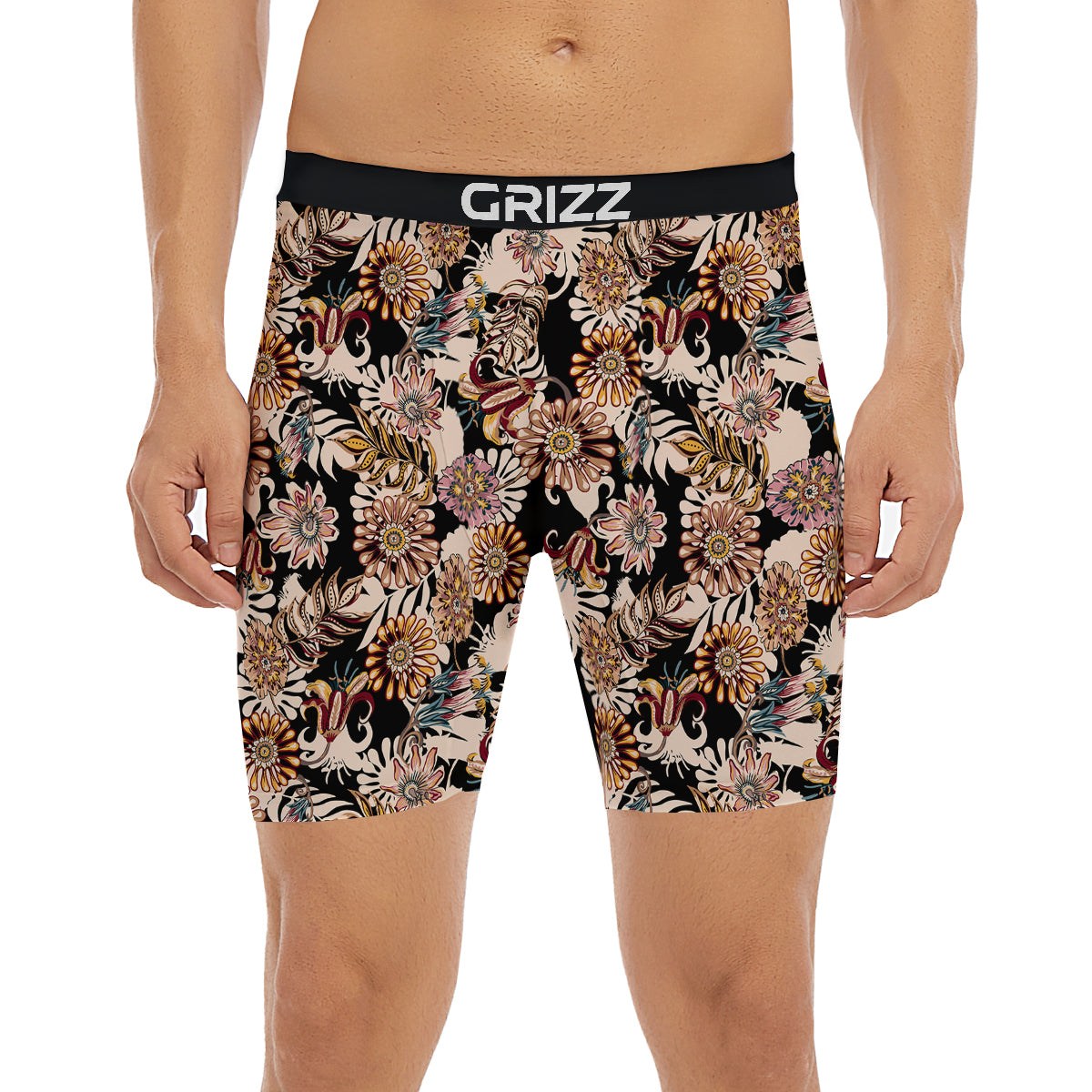 Bohemian Floral Brown Vintage Print Pattern Boxer Briefs-grizzshop