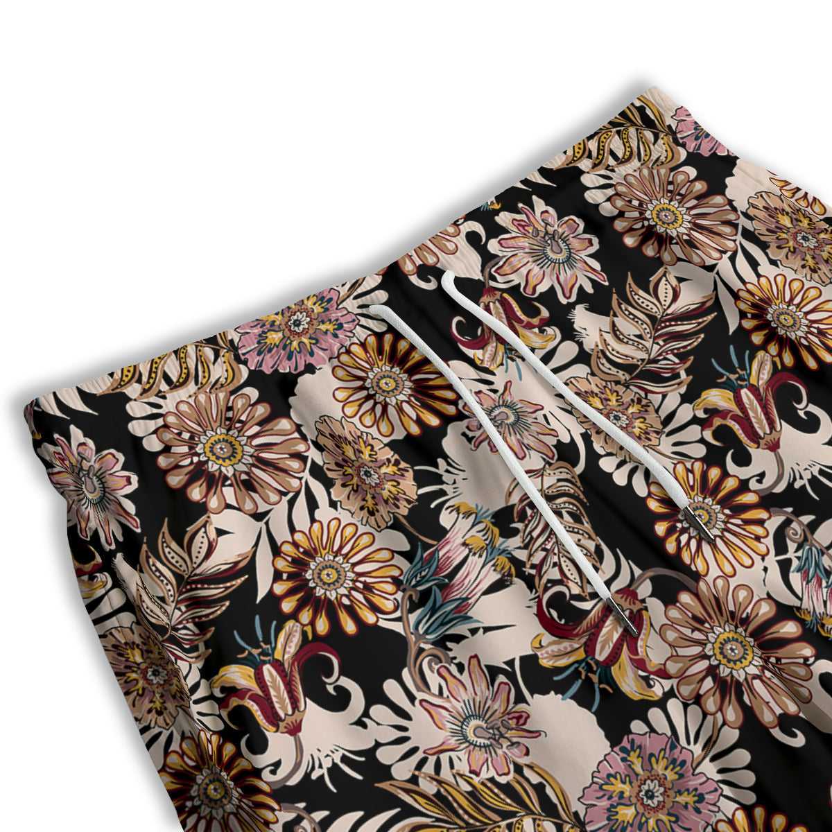 Bohemian Floral Brown Vintage Print Pattern Men's Athletic Shorts