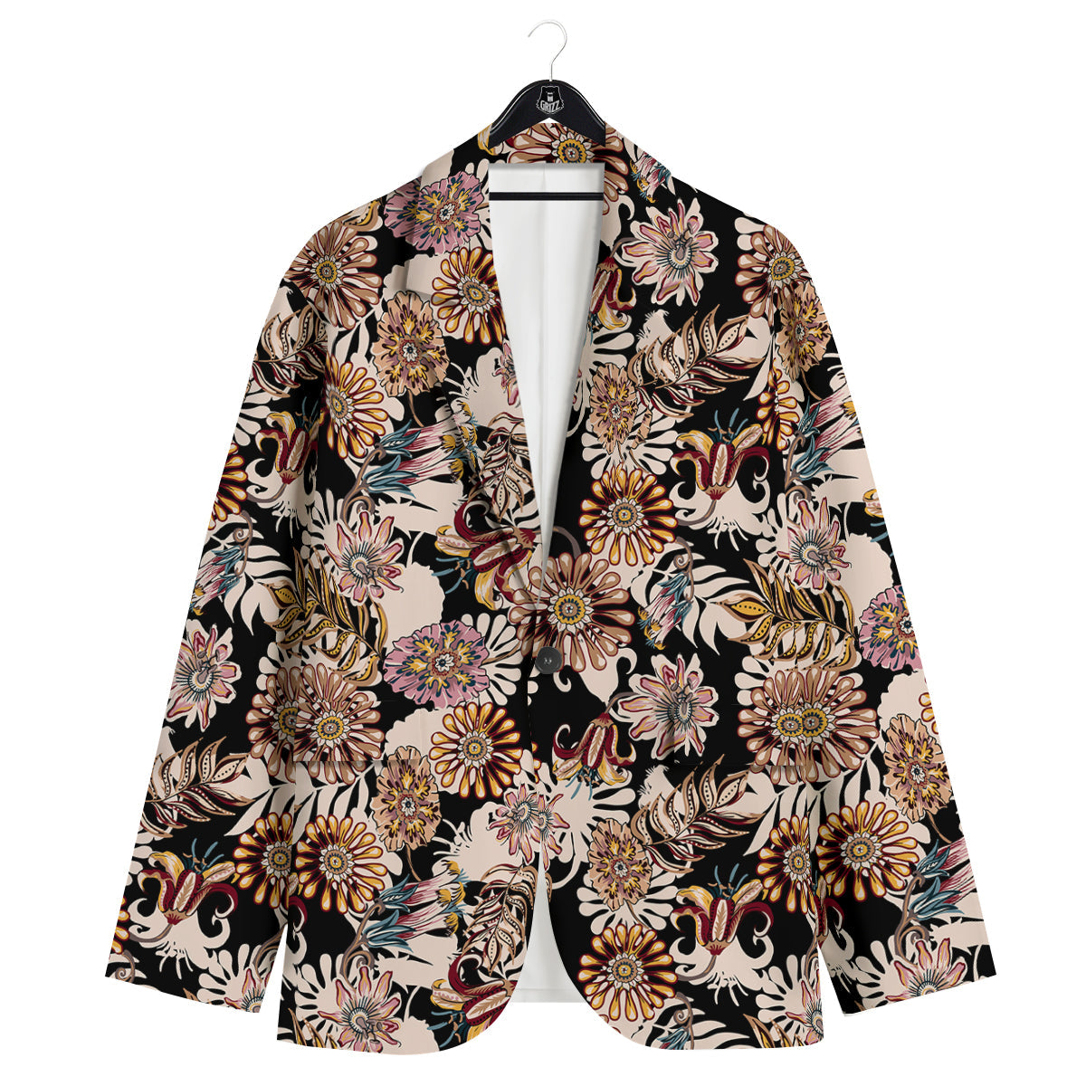 Bohemian Floral Brown Vintage Print Pattern Men's Sport Coat-grizzshop