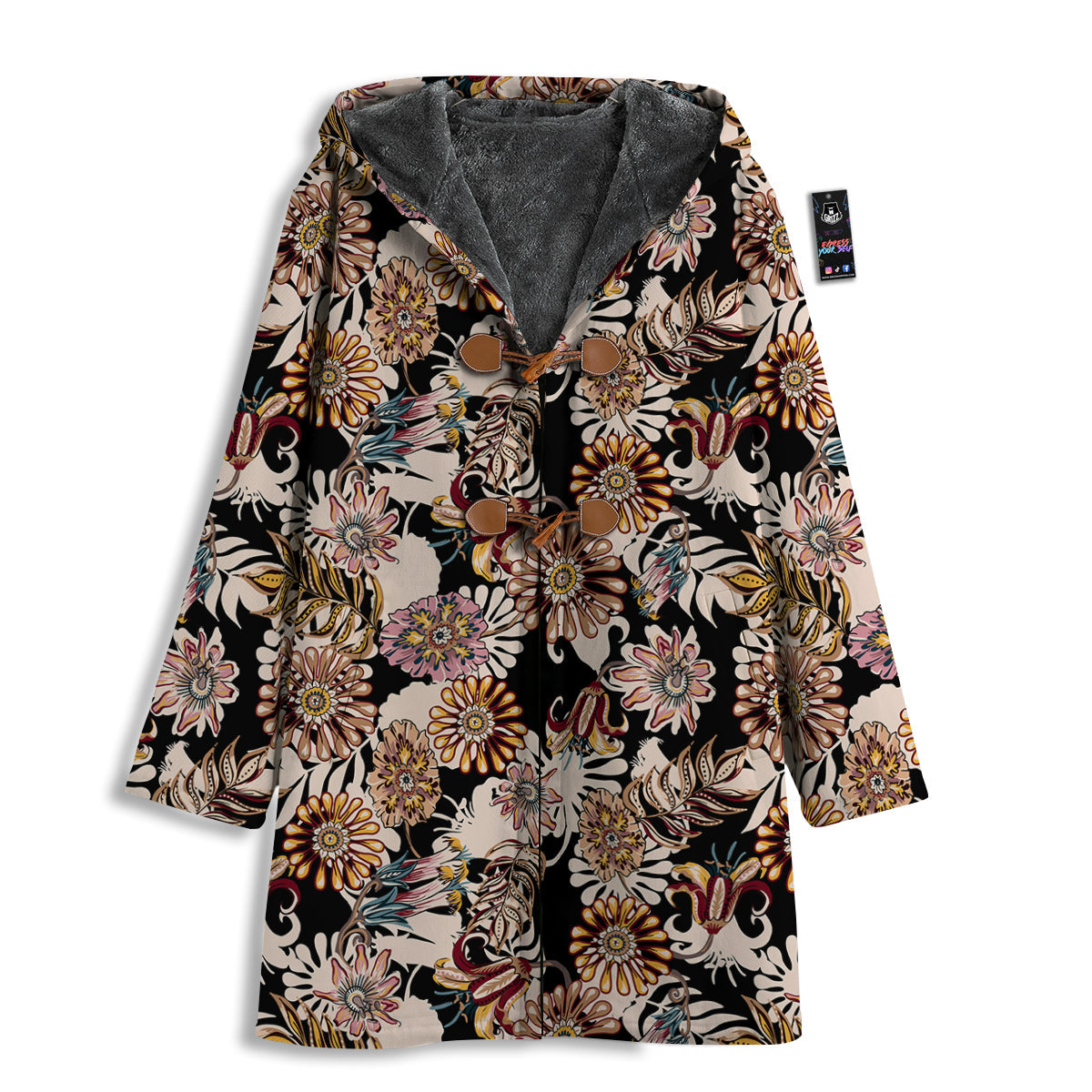 Bohemian Floral Brown Vintage Print Pattern Men's Windbreaker Jacket-grizzshop