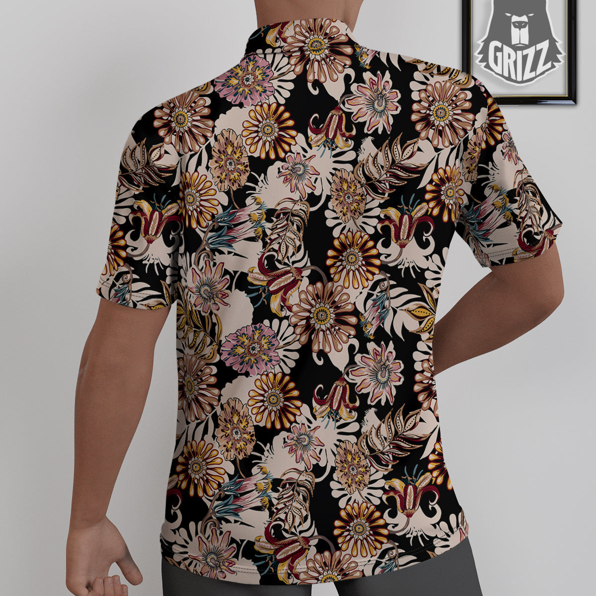 Bohemian Floral Brown Vintage Print Pattern Untucked Shirts-grizzshop