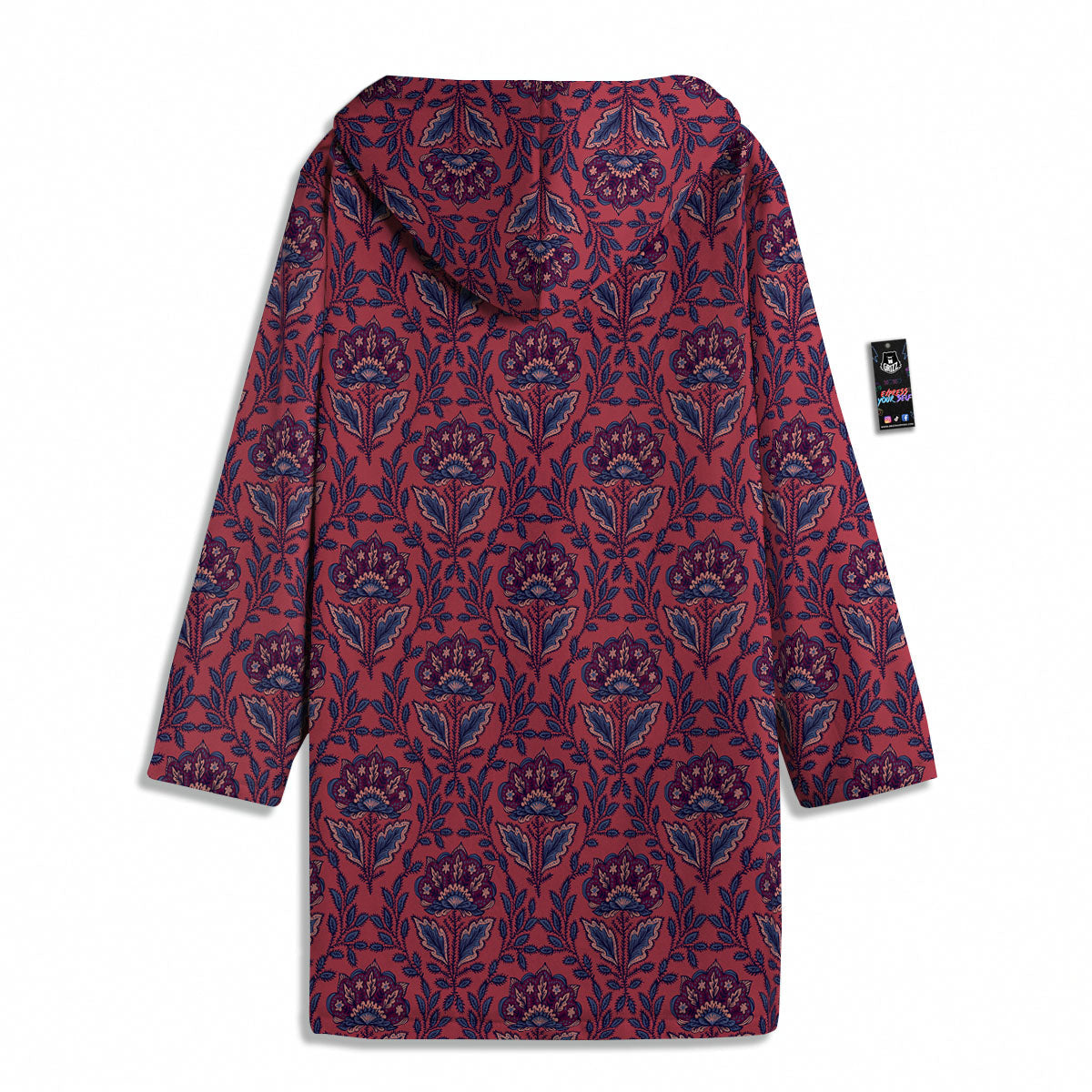 Bohemian Floral Maroon Vintage Print Pattern Men's Windbreaker Jacket-grizzshop