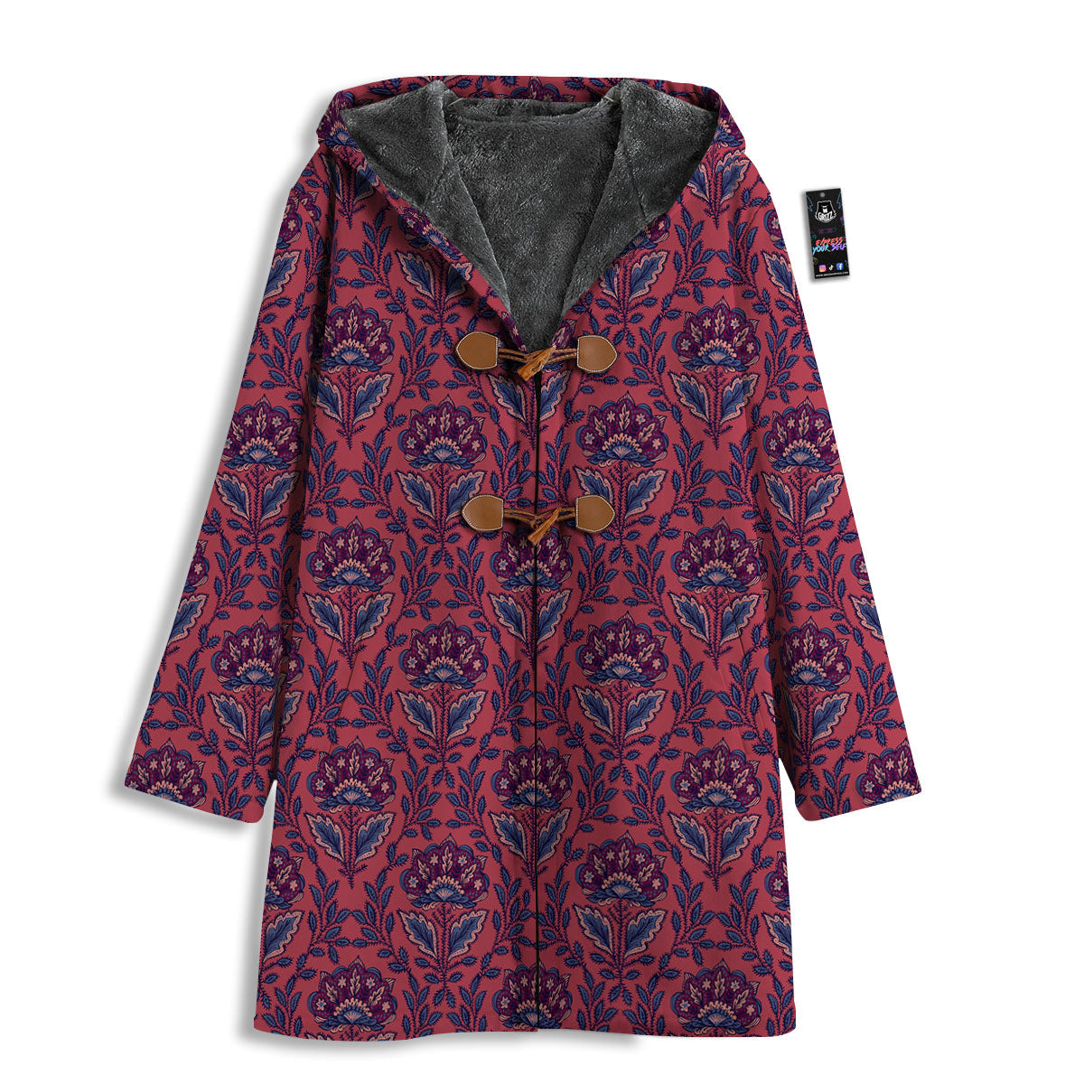 Bohemian Floral Maroon Vintage Print Pattern Men's Windbreaker Jacket-grizzshop