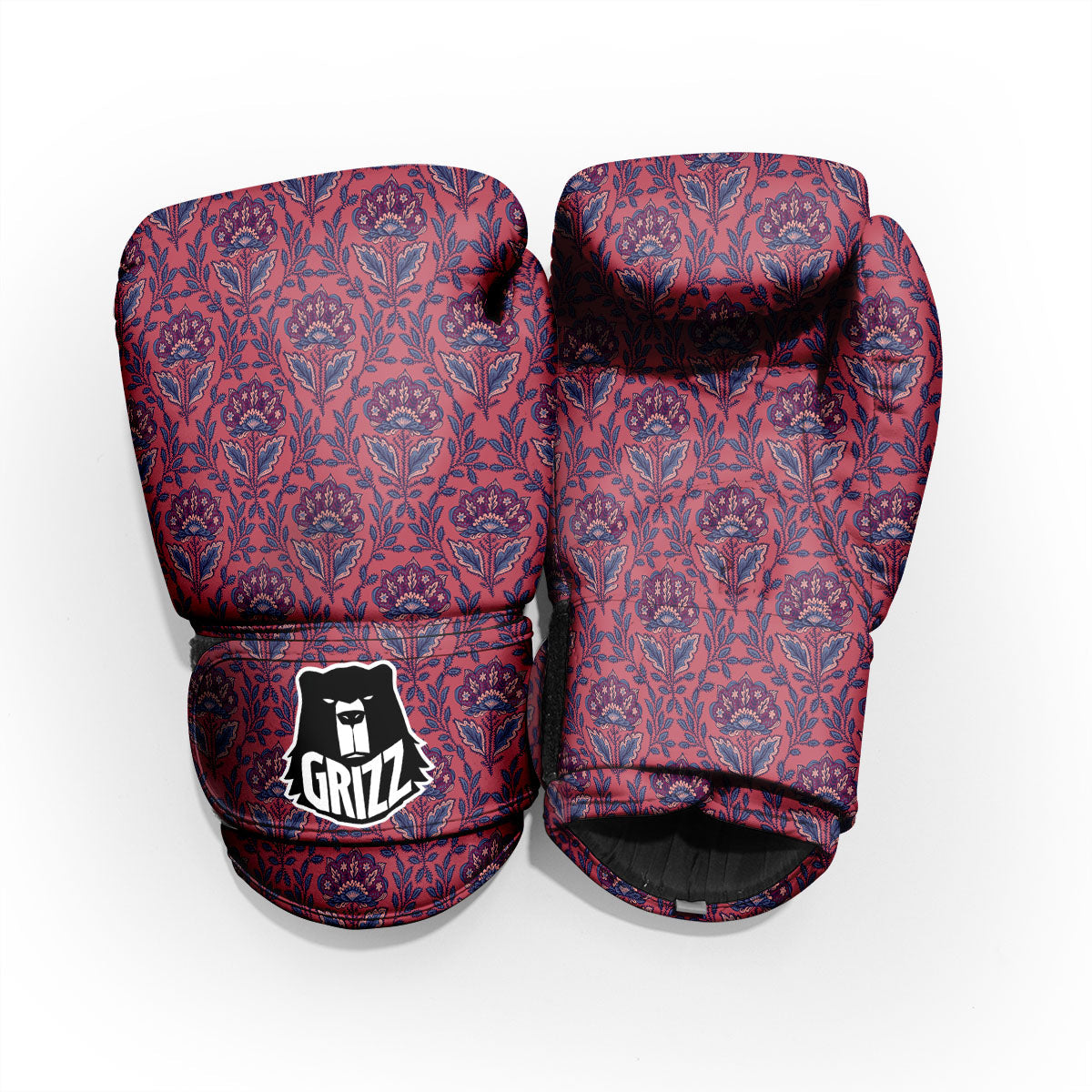Bohemian Floral Maroon Vintage Print Pattern Pro Boxing Glove