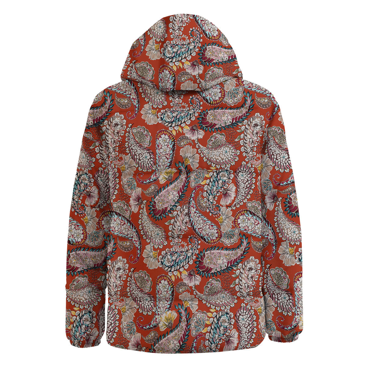 Bohemian Floral Orange Print Pattern Down Jacket-grizzshop