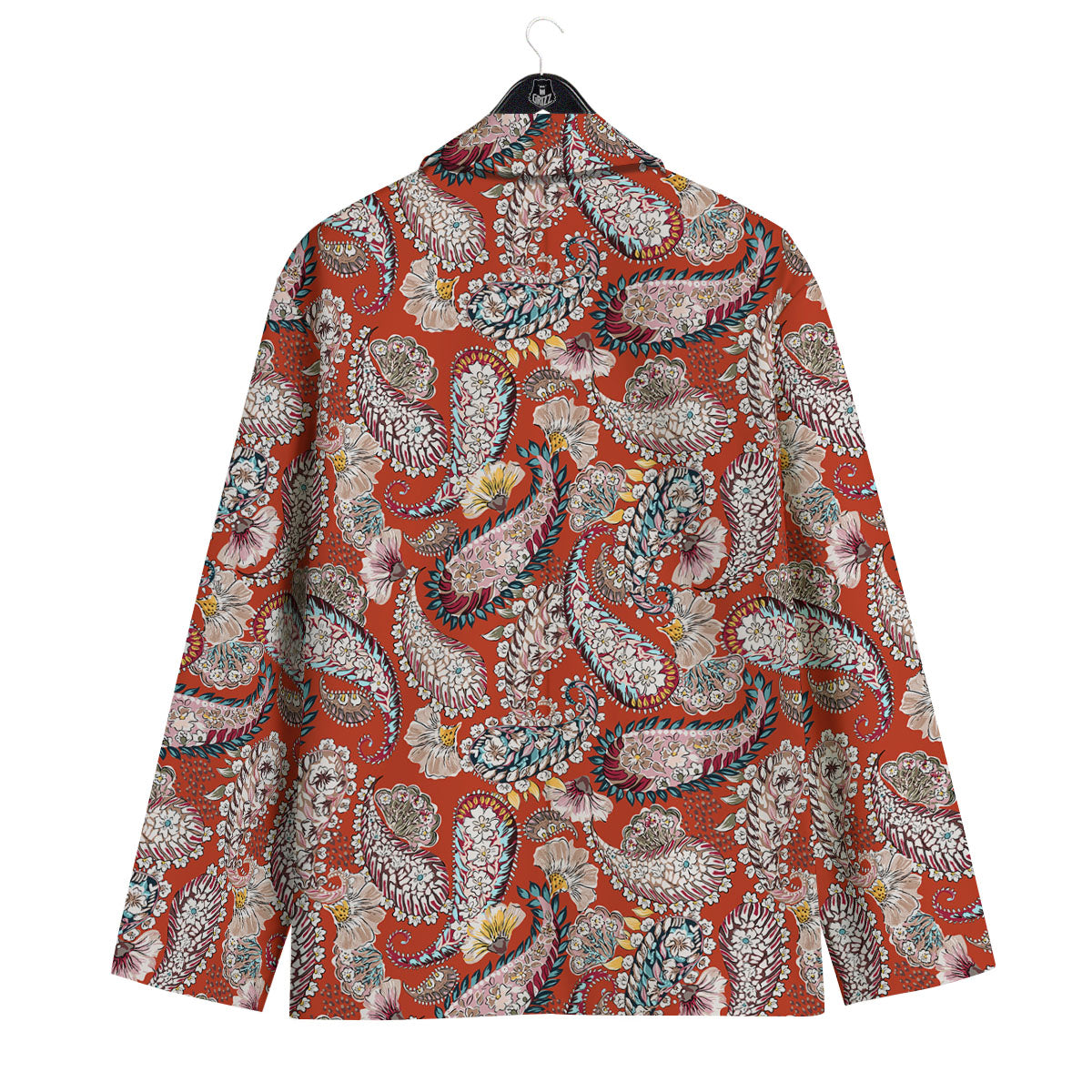 Bohemian Floral Orange Print Pattern Men's Sport Coat-grizzshop