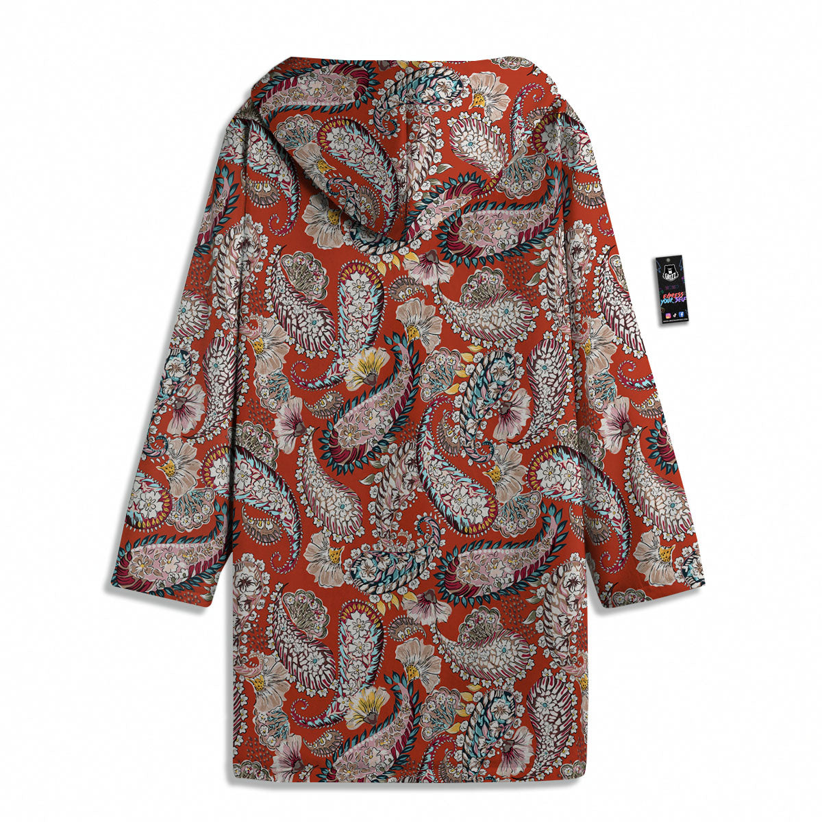 Bohemian Floral Orange Print Pattern Men's Windbreaker Jacket-grizzshop