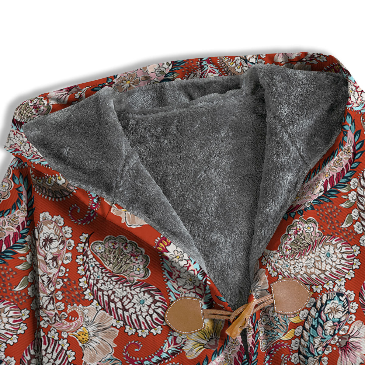 Bohemian Floral Orange Print Pattern Men's Windbreaker Jacket-grizzshop