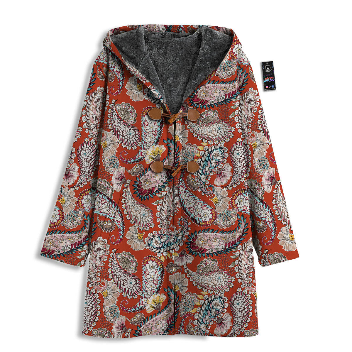 Bohemian Floral Orange Print Pattern Men's Windbreaker Jacket-grizzshop