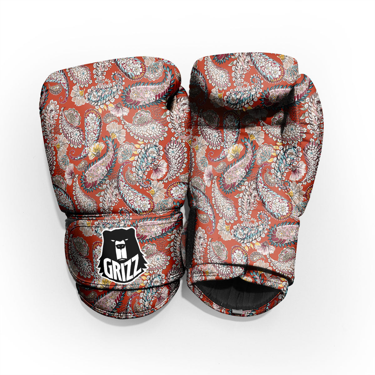 Bohemian Floral Orange Print Pattern Pro Boxing Glove
